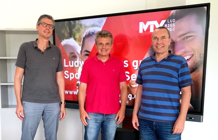 Jochen Eisele (Erster Vorsitzender des MTV), Oliver Martin (FDP-Bundestagskandidat) und Dr. Holger Pressel (MTV-Vorstandsmitglied)